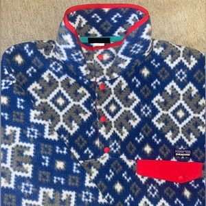 Patagonia Synchilla Snap T . Size L . Aurora Blue Snowflake . Gently used